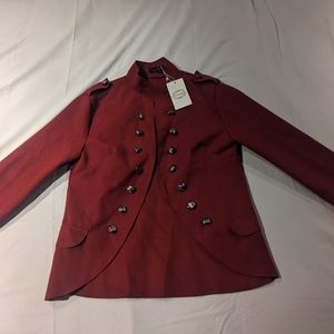 Zulily Camisa red military style blazer jacket
